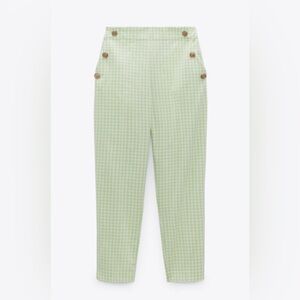 Zara Gingham Straight Leg Pants